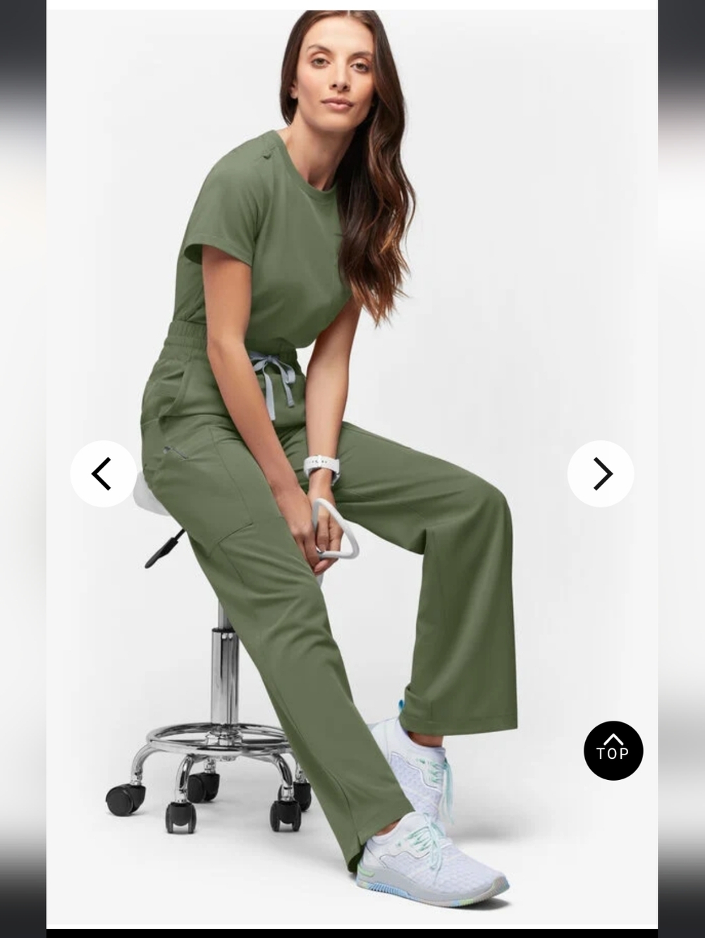 Resurge Light Olive Green Wide Leg Scrub Set- Medium